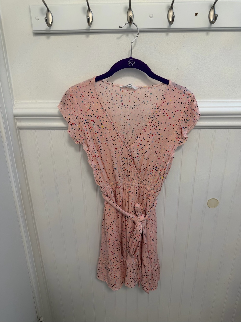BB Dakota Pink Speckled Wrap-Style Mini Dress